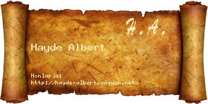 Hayde Albert névjegykártya